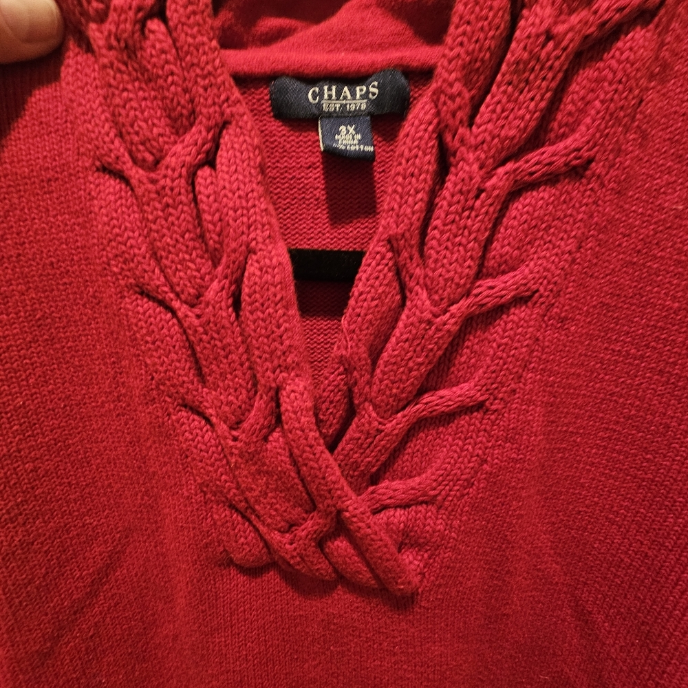 Chapd Red V Neck Sweater 3X - Picture 2 of 4
